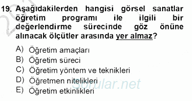 Görsel Sanatlar Eğitimi 2013 - 2014 Dönem Sonu Sınavı 19.Soru