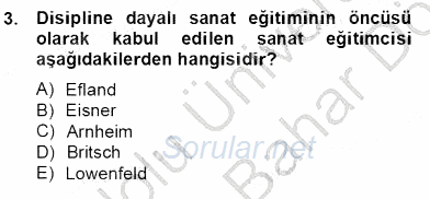 Görsel Sanatlar Eğitimi 2013 - 2014 Dönem Sonu Sınavı 3.Soru