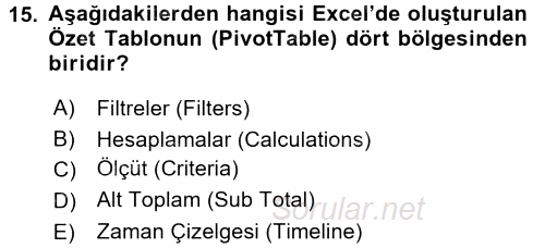 İşletme Analitiği 2017 - 2018 Ara Sınavı 15.Soru