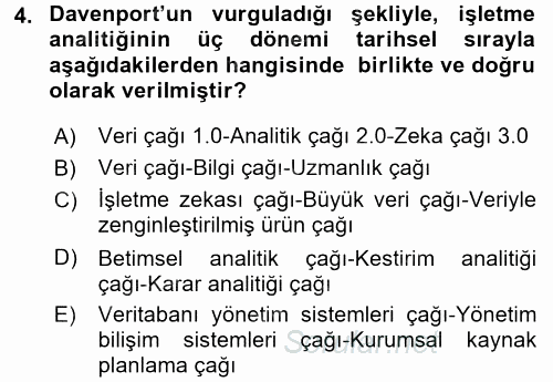 İşletme Analitiği 2017 - 2018 Ara Sınavı 4.Soru