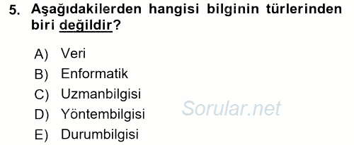 İşletme Analitiği 2017 - 2018 Ara Sınavı 5.Soru