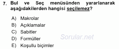 İşletme Analitiği 2017 - 2018 Ara Sınavı 7.Soru
