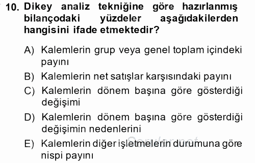 Mali Analiz 2013 - 2014 Ara Sınavı 10.Soru