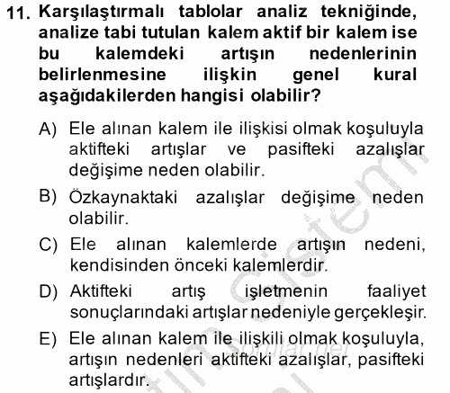 Mali Analiz 2013 - 2014 Ara Sınavı 11.Soru