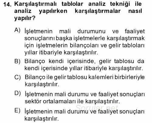 Mali Analiz 2013 - 2014 Ara Sınavı 14.Soru