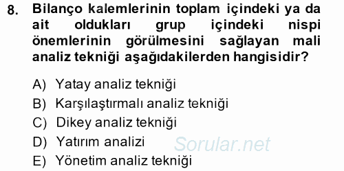 Mali Analiz 2013 - 2014 Ara Sınavı 8.Soru