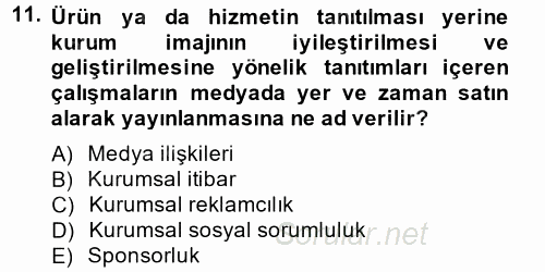 Sosyal Hizmet Yönetimi 2014 - 2015 Tek Ders Sınavı 11.Soru