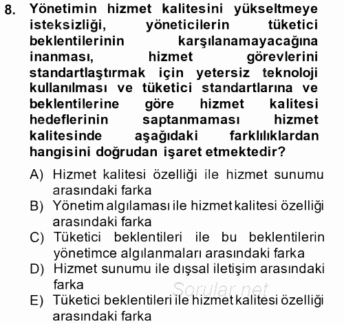 Sosyal Hizmet Yönetimi 2014 - 2015 Tek Ders Sınavı 8.Soru