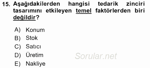 E-İş Süreçleri 2017 - 2018 Ara Sınavı 15.Soru