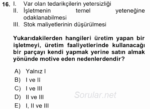 E-İş Süreçleri 2017 - 2018 Ara Sınavı 16.Soru