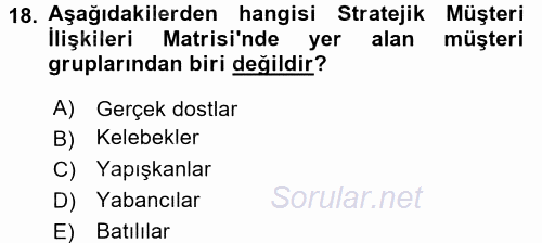 E-İş Süreçleri 2017 - 2018 Ara Sınavı 18.Soru