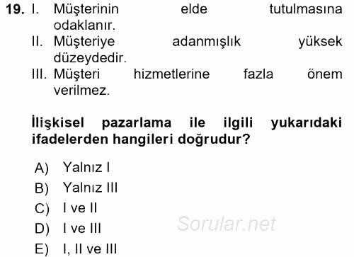 E-İş Süreçleri 2017 - 2018 Ara Sınavı 19.Soru