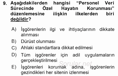 E-İş Süreçleri 2017 - 2018 Ara Sınavı 9.Soru