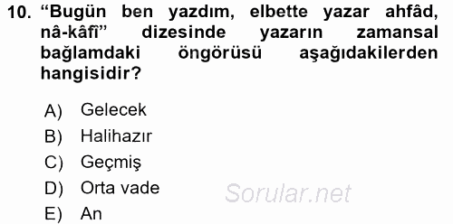 Eleştiri Tarihi 2017 - 2018 Ara Sınavı 10.Soru