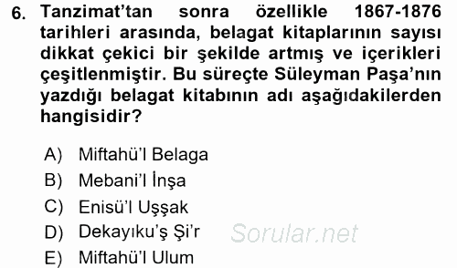 Eleştiri Tarihi 2017 - 2018 Ara Sınavı 6.Soru