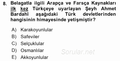 Eleştiri Tarihi 2017 - 2018 Ara Sınavı 8.Soru