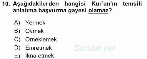 Tefsir Tarihi ve Usulü 2017 - 2018 3 Ders Sınavı 10.Soru