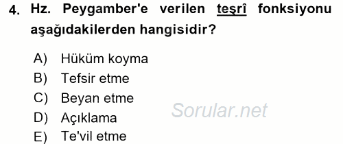 Tefsir Tarihi ve Usulü 2017 - 2018 3 Ders Sınavı 4.Soru