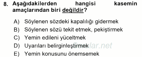 Tefsir Tarihi ve Usulü 2017 - 2018 3 Ders Sınavı 8.Soru