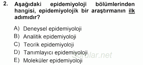 Veteriner Mikrobiyoloji ve Epidemiyoloji 2013 - 2014 Tek Ders Sınavı 2.Soru