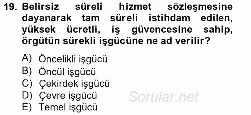 Yeni Teknolojiler ve Çalışma Hayatı 2014 - 2015 Tek Ders Sınavı 19.Soru