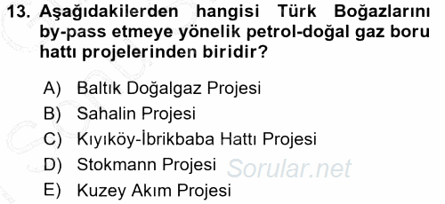 Orta Asya ve Kafkaslarda Siyaset 2015 - 2016 Dönem Sonu Sınavı 13.Soru