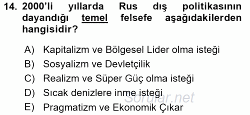 Orta Asya ve Kafkaslarda Siyaset 2015 - 2016 Dönem Sonu Sınavı 14.Soru