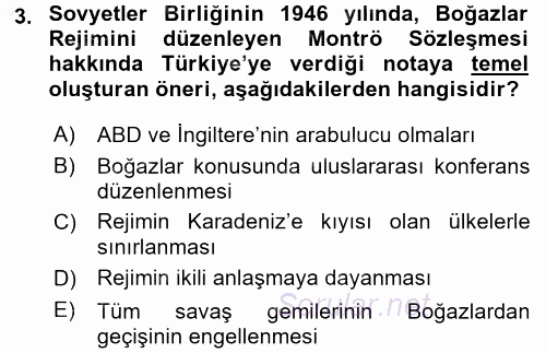 Orta Asya ve Kafkaslarda Siyaset 2015 - 2016 Dönem Sonu Sınavı 3.Soru