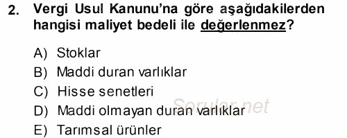 Muhasebe Uygulamaları 2013 - 2014 Ara Sınavı 2.Soru