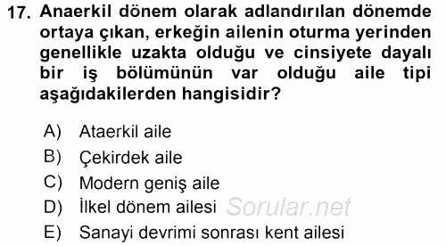Anne Baba Eğitimi 2015 - 2016 Tek Ders Sınavı 17.Soru