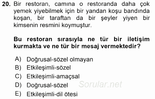 Anne Baba Eğitimi 2015 - 2016 Tek Ders Sınavı 20.Soru