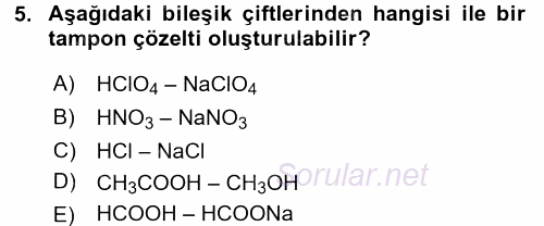 Hücre Kimyası 2017 - 2018 Dönem Sonu Sınavı 5.Soru