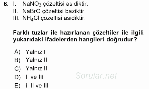 Hücre Kimyası 2017 - 2018 Dönem Sonu Sınavı 6.Soru