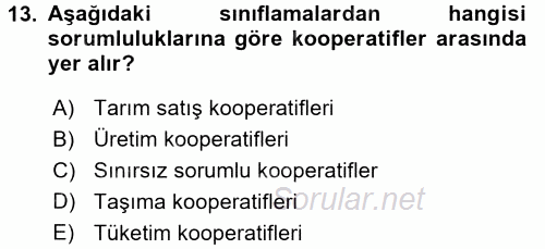 Şirketler Muhasebesi 2017 - 2018 3 Ders Sınavı 13.Soru