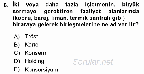 Şirketler Muhasebesi 2017 - 2018 3 Ders Sınavı 6.Soru