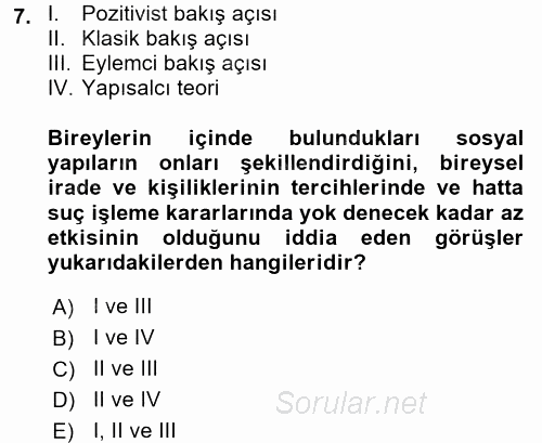 Suç Önleme Modelleri 2017 - 2018 3 Ders Sınavı 7.Soru