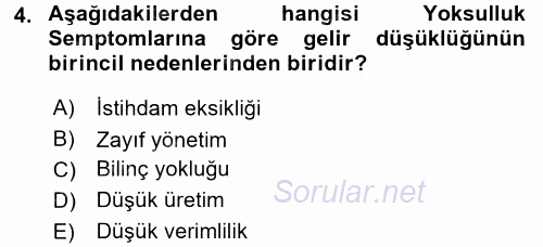 Ekonominin Güncel Sorunları 2015 - 2016 Dönem Sonu Sınavı 4.Soru