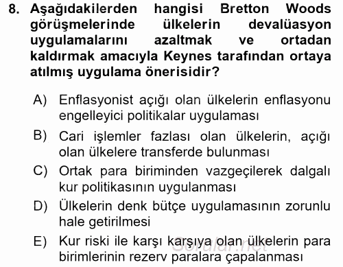 Ekonominin Güncel Sorunları 2015 - 2016 Dönem Sonu Sınavı 8.Soru