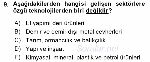 Ekonominin Güncel Sorunları 2015 - 2016 Dönem Sonu Sınavı 9.Soru