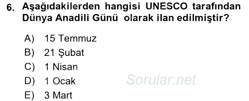 Sözlü ve Sözsüz İletişim 2016 - 2017 Ara Sınavı 6.Soru