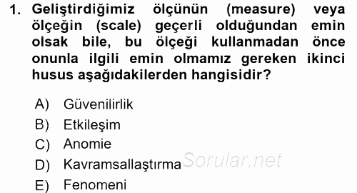 Uluslararası İlişkilerde Araştırma Yöntemleri 2016 - 2017 Ara Sınavı 1.Soru