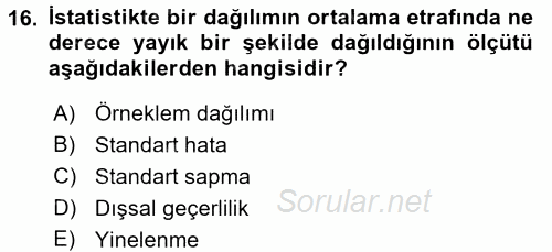 Uluslararası İlişkilerde Araştırma Yöntemleri 2016 - 2017 Ara Sınavı 16.Soru