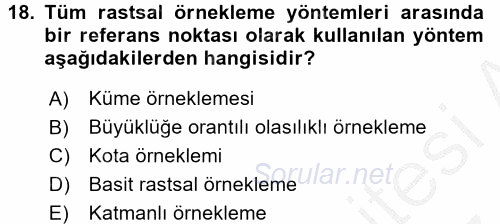 Uluslararası İlişkilerde Araştırma Yöntemleri 2016 - 2017 Ara Sınavı 18.Soru