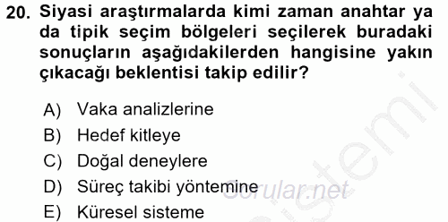 Uluslararası İlişkilerde Araştırma Yöntemleri 2016 - 2017 Ara Sınavı 20.Soru