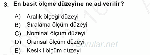 Uluslararası İlişkilerde Araştırma Yöntemleri 2016 - 2017 Ara Sınavı 3.Soru