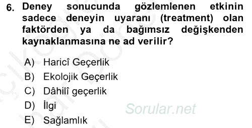 Uluslararası İlişkilerde Araştırma Yöntemleri 2016 - 2017 Ara Sınavı 6.Soru