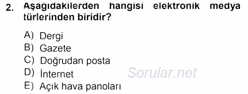 Medya Planlama 2014 - 2015 Dönem Sonu Sınavı 2.Soru