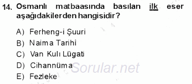 Tanzimat Dönemi Türk Edebiyatı 1 2013 - 2014 Ara Sınavı 14.Soru