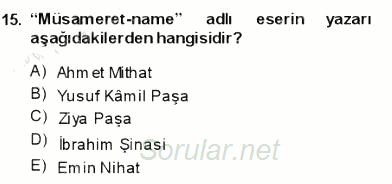 Tanzimat Dönemi Türk Edebiyatı 1 2013 - 2014 Ara Sınavı 15.Soru