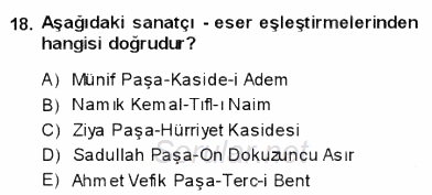 Tanzimat Dönemi Türk Edebiyatı 1 2013 - 2014 Ara Sınavı 18.Soru